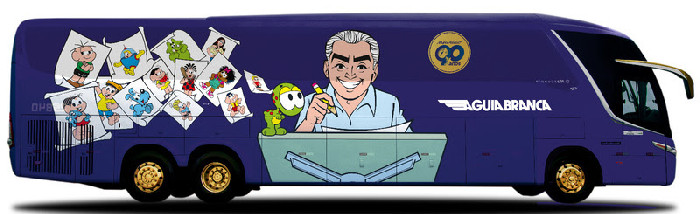 Viação Águia Branca homenageia os 90 anos de Mauricio de Sousa com novo ônibus temático